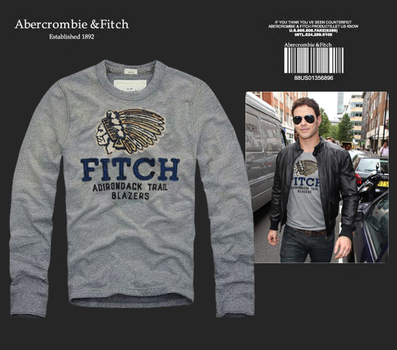 Abercrombie Fitch Hombres De Cuello Redondo Con Gente Fotos Largo Remera AF6134